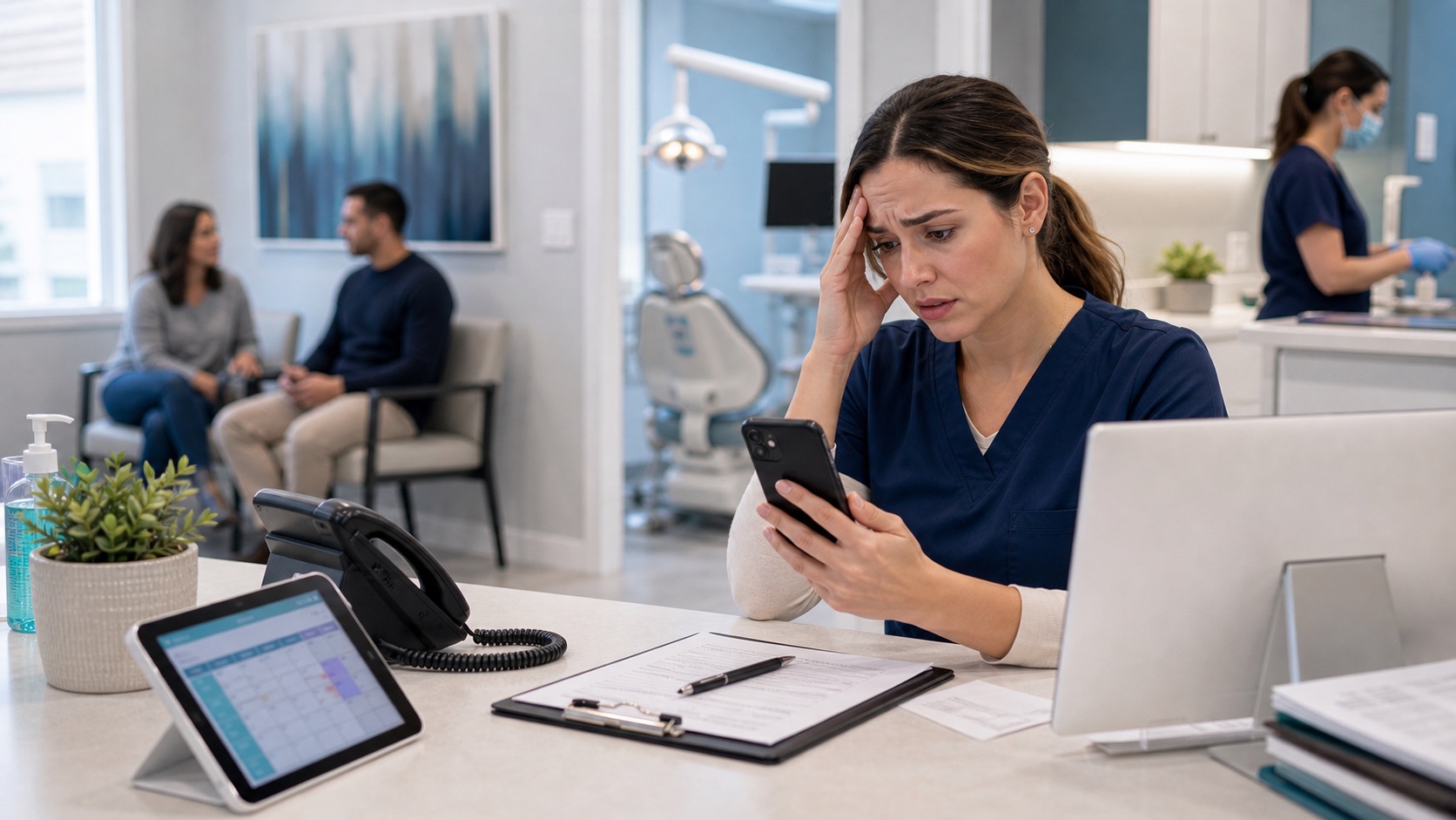 Dental office manager concerned about missed patient calls at the front desk