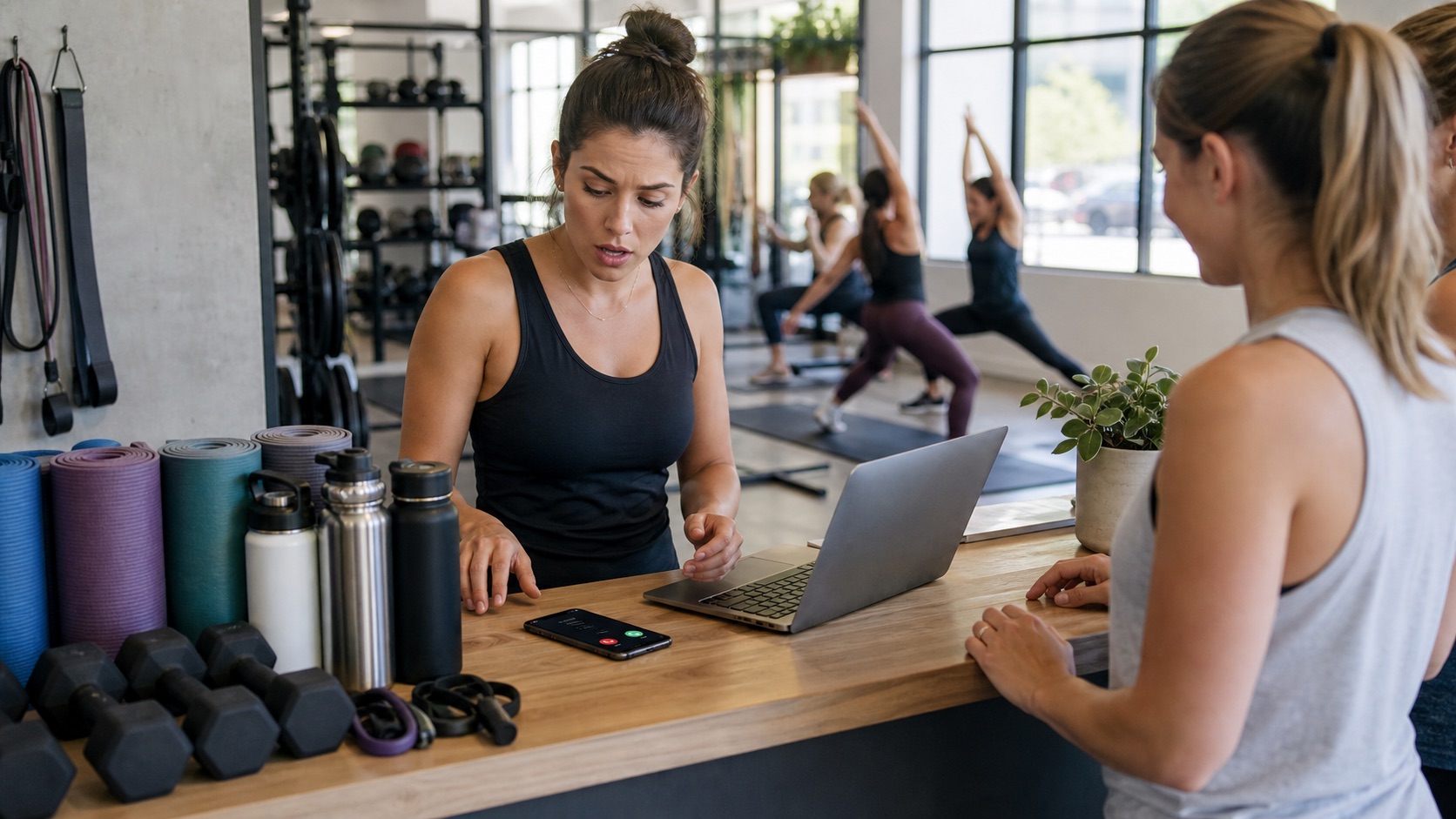 Fitness studio manager concerned about missed membership and class calls