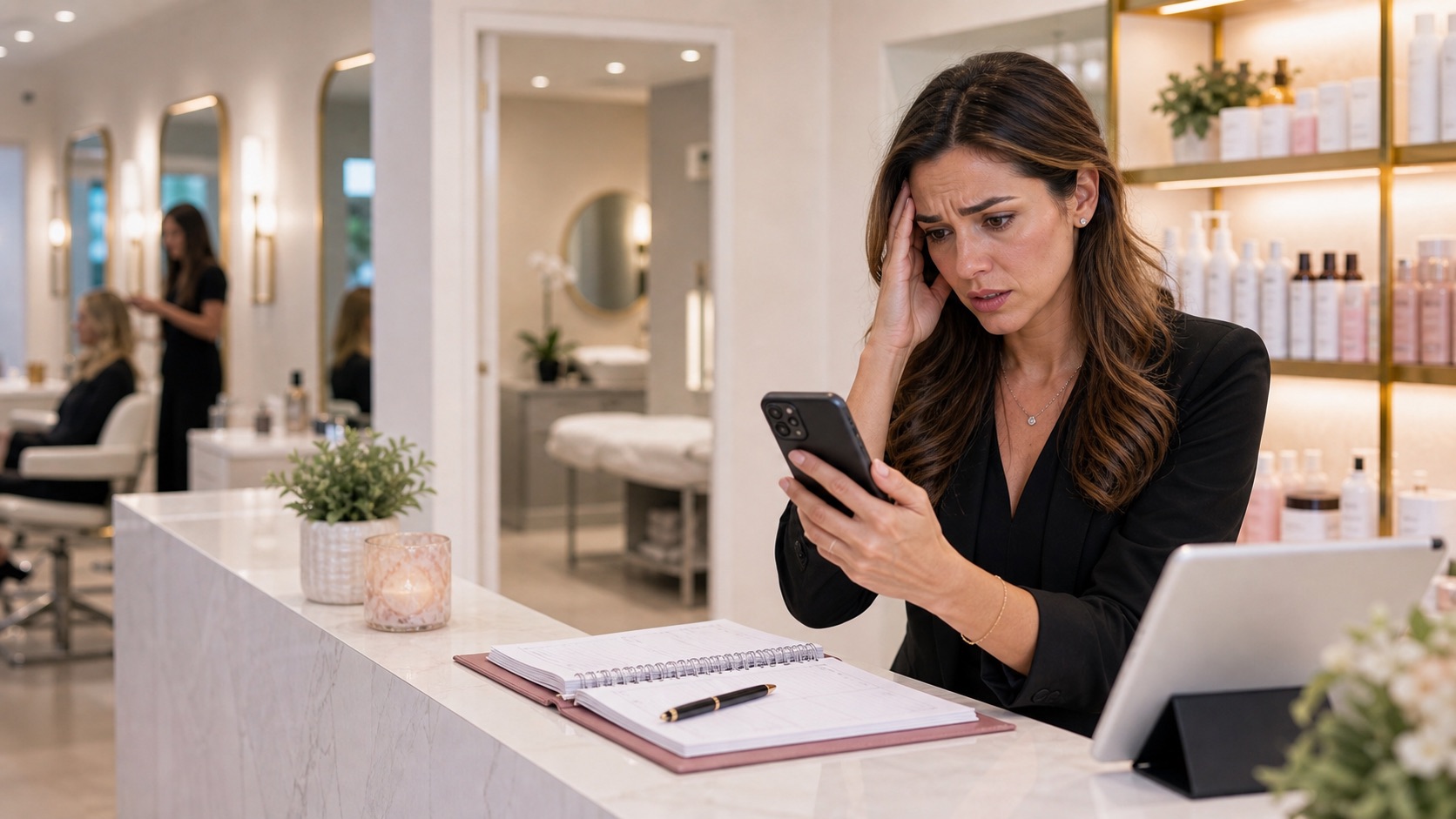 Salon and spa owner concerned about missed appointment calls at the front desk