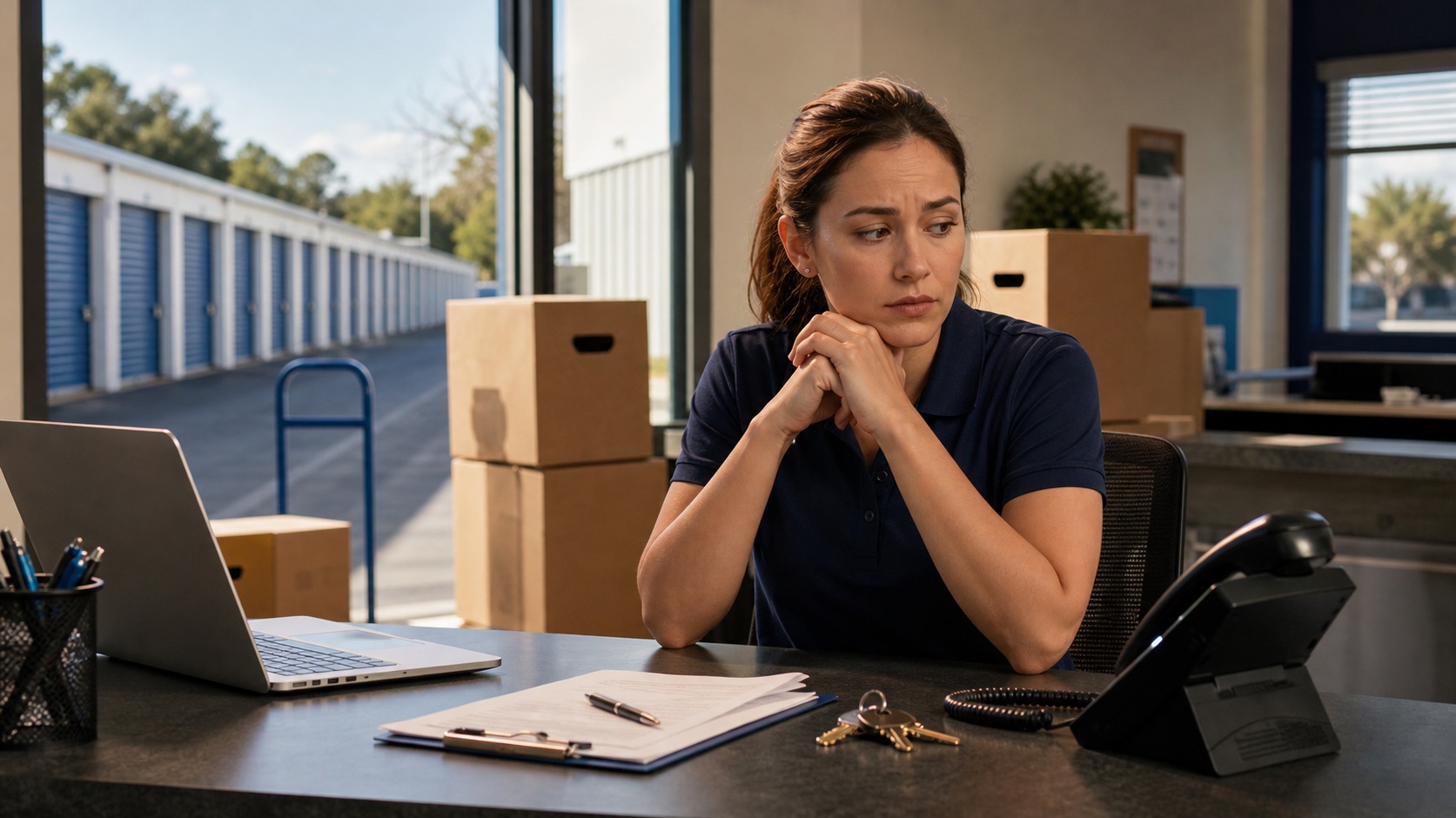 Self storage manager concerned about missed unit rental calls at the front desk